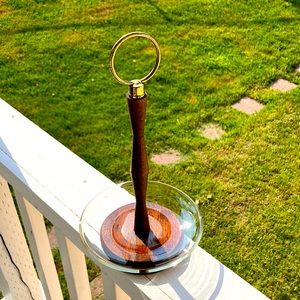 VIN Teak Wood Handle and Piedestal with Glass Serving Dish